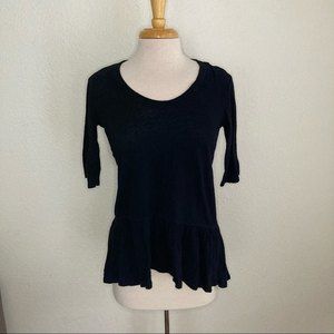 Anthropologie left of center top 100% cotton scoop neck Short sleeve Ruffles